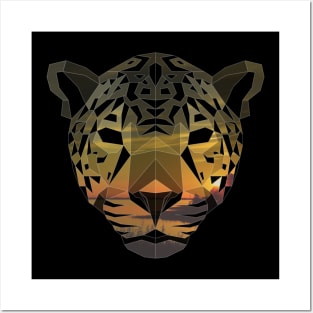 Jaguar Low Poly Double Exposure Art Posters and Art